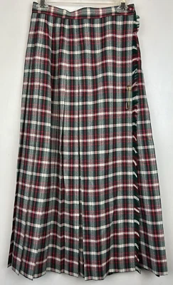 Falda Susan Bristol 8 De Colección Flecos a Cuadros Plisada Envoltura Midi Pin Preppy Académica Foto 1 de 4