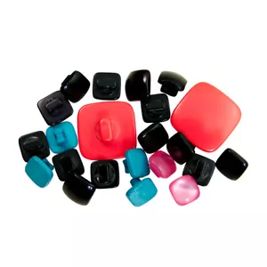 Square Plastic Buttons Apparel Sewing Fasteners Shank Loop Back Solid Color Mix - Picture 1 of 2