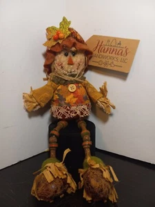 Primitive Scarecrow Handcrafted Hanging Decor Hanna's Handiworks New Tag 12" - Picture 1 of 24
