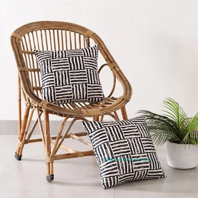 Throw Pillow Covers Set of 2 Sofa Decor Velvet Cushion Cases White & Black 40cm - Image 1 of 4