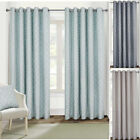 EYELET Ring Top Geometric Helix Fully Lined Jacquard Curtains in 7 sizes