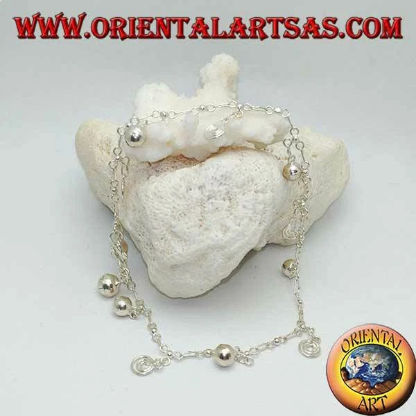 Cavigliera in Argento 925‰ con spirali e campanellini pendenti alternati - Immagine 1 di 1