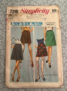Vintage (1967) Simplicity Sewing Pattern #7216 Junior Petite Waist 23 Skirt-Cut - Picture 1 of 3