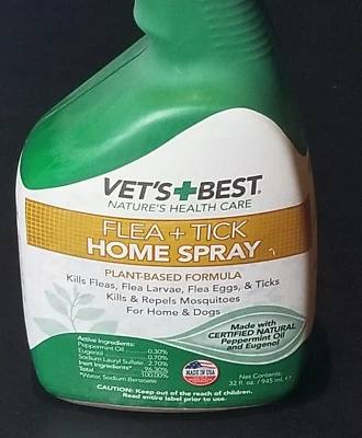 Vet's Best Flea + Tick Spray Treatment For Home & Dogs 12 Wks or Older 32 oz - Image 1 of 4