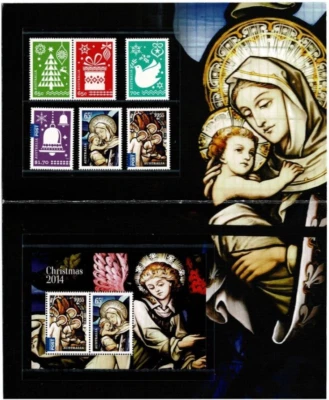 Stamps 2014 Australia Christmas set of 6 & mini sheet in post office pack - Image 1 of 2