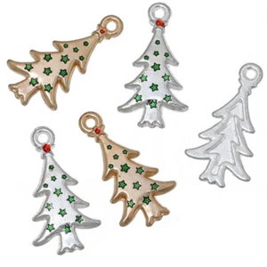 Dijes de árbol de Navidad / Inserto tallado en estrellas - Botones Shelly's - Joyería artesanal - Imagen 1 de 3