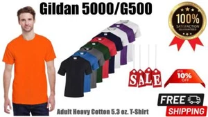 NEW Gildan Men's Heavy Cotton Plain Crew Neck Short Sleeves T-Shirt G500/5000 - Picture 1 of 32