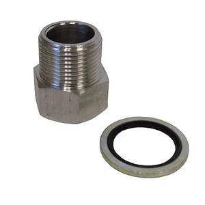 ADAPTADOR DE ACERO INOXIDABLE 304 3/4"" NPT HEMBRA X 3/4"" BSPP MACHO CON LAVADORA DE SELLADO  - Imagen 1 de 3