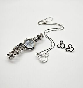 Disney Mickey Ears Jewelry Lot - Necklace Earrings Watch SR626SW Mickey Mouse