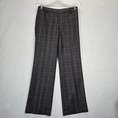 J Crew City Fit  Wool  Blend Grey  Check Plaid Pants Women's Size 2 - Image 1 of 4