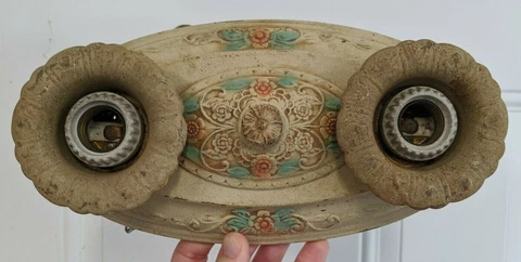 Antique Metal Victorian Double Light Light Fixture Decor Cover