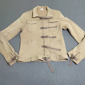 Vintage Damen Jacke Y2K Biker Streetwear Träger Taschen Bondage Utility hellbraun 8 - Bild 1 von 19