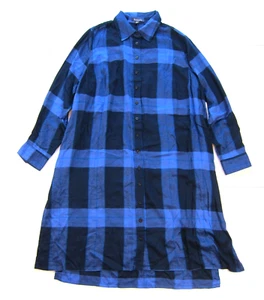 NWT Roaman's Rayon Purple Black Plaid Pocket Button Long Sleeve Shirt Dress 18W - Bild 1 von 7