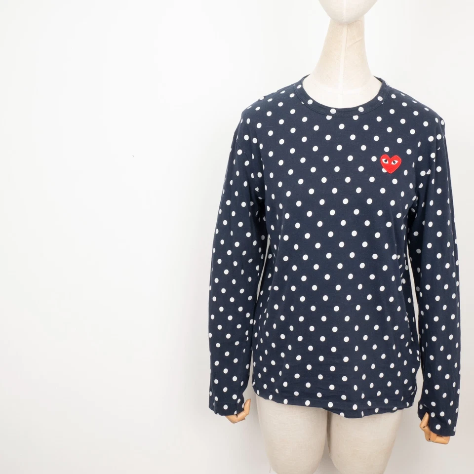 Comme Des Garcons Women's Blue Cotton Japan Polka Dot Crew Neck Pullover Size M - Image 1 of 4