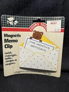 Vintage Cooks Tools Refrigerator Magnetic Birthday Bear Memo Clip 1989 NOS *C68 - Picture 1 of 4