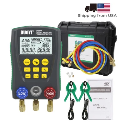 AC Manifold Gauge Set HVAC Vacuum Tempe Pressure Test For R134A R1234 R600 R404a - Image 1 of 4