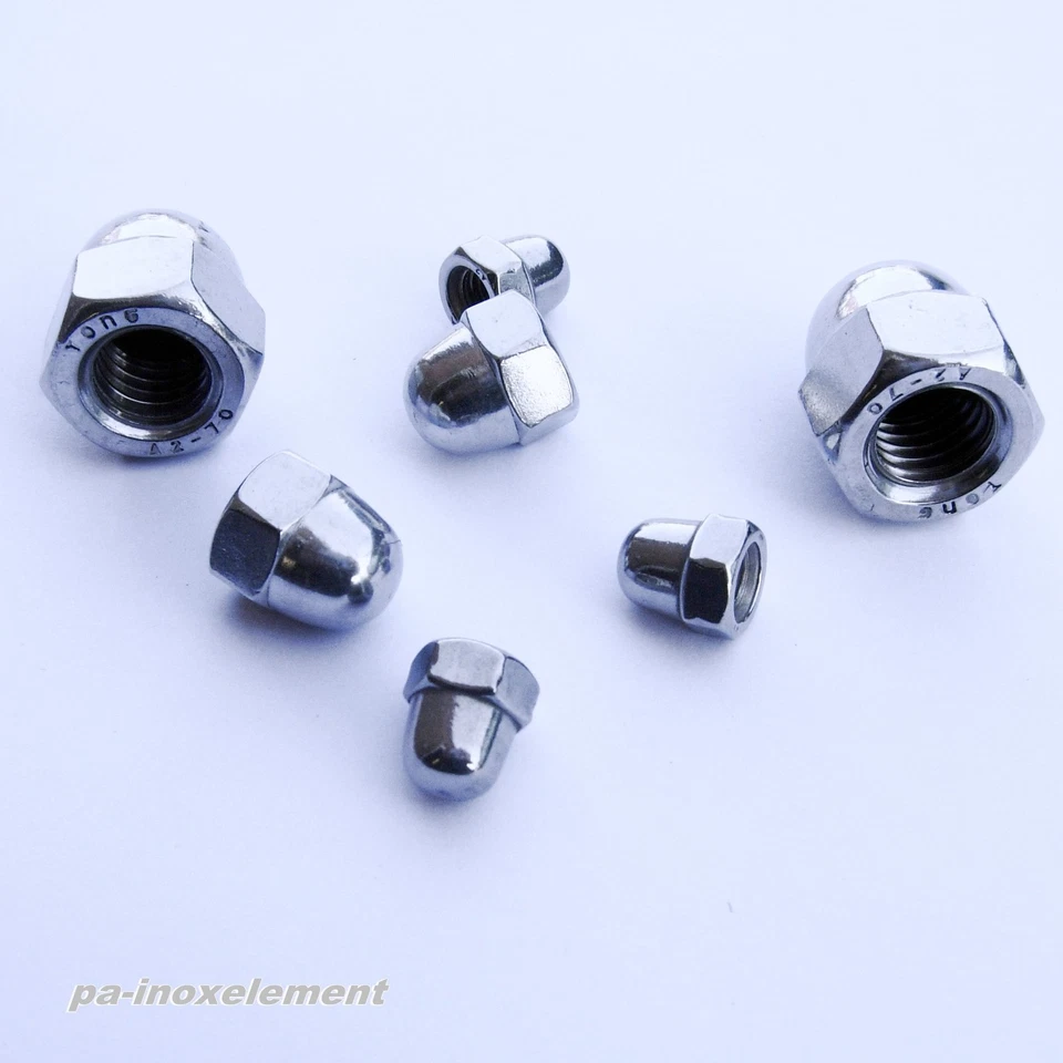 Sechskant-Hutmuttern hohe Form DIN 1587 Edelstahl A2 M3 M4 M5 M6 M8 M10 bis M16 - Bild 1 von 1