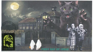 JVC CACHETS-2019 SPOOKY SILHOUETTES FIRST DAY COVERS FDC L. E. OF 20 - #3 CAT - Picture 1 of 1