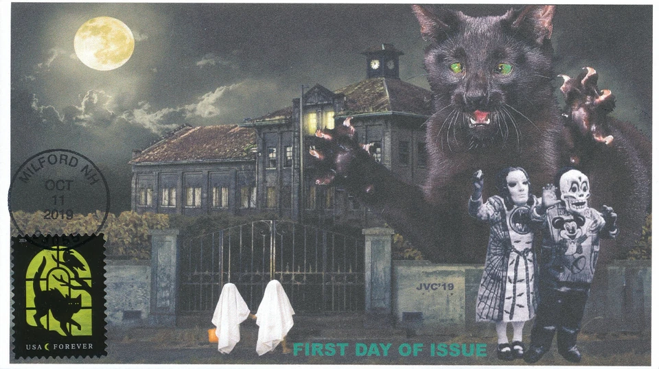 JVC CACHETS-2019 SPOOKY SILHOUETTES FIRST DAY COVERS FDC L. E. OF 20 - #3 CAT - Image 1 of 1