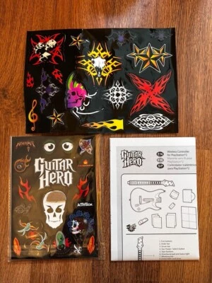 Guitar Hero PlayStation 2 Activision Sticker Sheets Unused NEW w/ Manual - Image 1 of 4