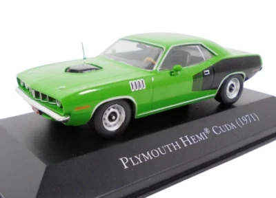ATLAS DIECAST 1/43 1971 PLYMOUTH BARRACUDA HEMI 'CUDA GREEN & BLACK - Image 1 of 4