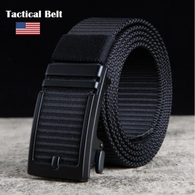 Mens Ratchet Belt Nylon Web Belts for with Automatic Slide Buckle Tactical Belt - Image 1 of 4