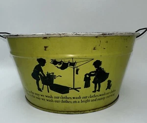 VTG 1930s/40s Child’s Green Nursery Rhyme Metal Wash Tub - Picture 1 of 6