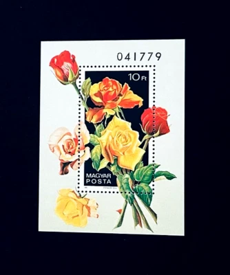 Mini hoja de sello de recuerdo de HUNGRÍA - 1982 serie Rose Flower MNH r4 Foto 1 de 2
