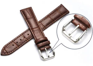 Correa de reloj de cuero de liberación rápida cocodrilo marrón 19 mm 21 mm 23 mm #1042 - Imagen 1 de 31
