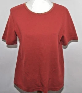 De Colección Graff Rojo Texturizado Blanco Camisa Blusa Prenda para el torso Dorada Hecha en EE. UU. Mujer M - Imagen 1 de 9