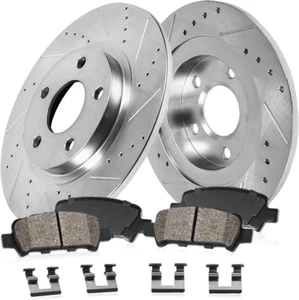 Callahan CDS03783 REAR 264.5Mm Drilled & Slotted 5 Lug [2] Rotors + Ceramic Pads - Picture 1 of 12