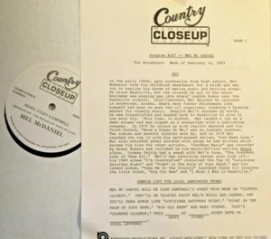 RADIO SHOW: 2/14/83 GLEN CAMPBELL COUNTRY CLOSEUP: GUEST MEL McDANIEL w/12 TUNES - Picture 1 of 4