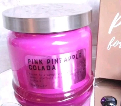 PartyLite PINK PINEAPPLE COLADA🍍3 Docht Duftwachsglas + 6 Votiv OVP G73S2030⭐⛱️ - Bild 1 von 4