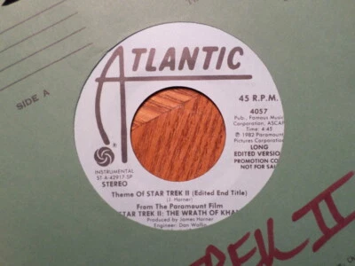 PROMO ATLANTIC 45 RECORD/JAMES HORNER/STAR TREK ll/THE WRATH OF KHAN/NR MINT - Image 1 of 2