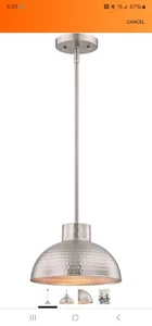 Westinghouse Brushed Nickel 6309600 One-Light Indoor Pendant, Hammered Finish - Picture 1 of 4