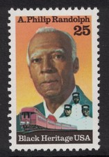 Scott 2402- A. Philip Randolph, Black Heritage- MNH 25c 1989- unused mint stamp