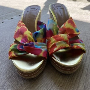 Etienne Aigner Krista Wedge Espadrille Sandals Women’s 8 M Watercolor - Picture 1 of 9