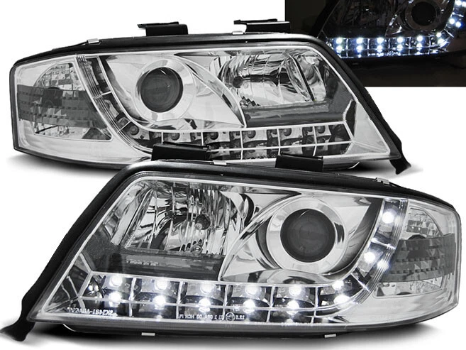 AUDI A6 SEDAN WAGON 2001 2002 2003 2004 LPAU45 HEADLIGHTS LED CHROME - Image 1 of 1