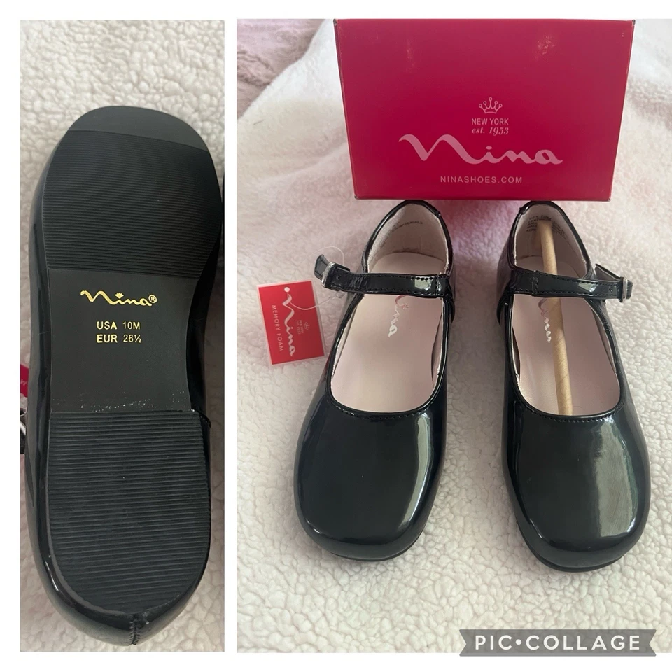 nina shoes toddler girl 10M  BONNETT BLACK PATENT - Image 1 of 1