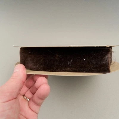 Vintage Velvet Ribbon Dark Brown 1.5" Nylon Made England 22 Yards - Image 1 of 4