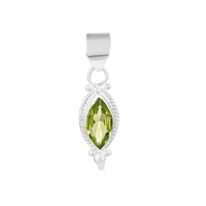 NATURAL PERIDOT GEMSTONE AUGUST BIRTHSTONE 925 STERLING SILVER UNISEX PENDANT - Picture 1 of 3