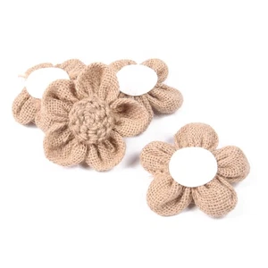 6 Pcs Five-petal Flower in Linen Hessian 5-petaled Wedding Decor - Picture 1 of 5
