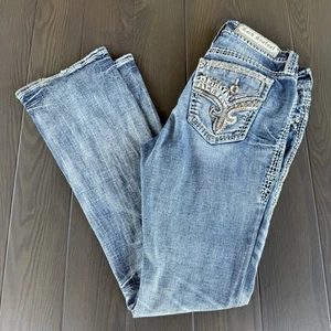 Jeans donna Rock Revival Mid Rise bootcut 30x32 blu impreziosito denim elasticizzato - Foto 1 di 24