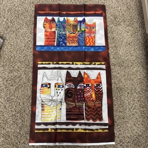 Feline Frolic by Laurel Burch Grey Rust Brown Background Pillow Panel 24"x 44" - Picture 1 of 4