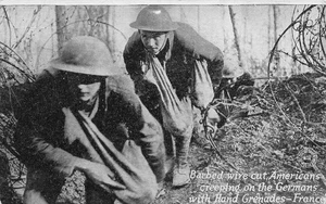 CHICAGO DAILY NEWS KAVANAUGH WWI POSTCARD US CREEP UP W HAND GRENADES 070925 U - Picture 1 of 2
