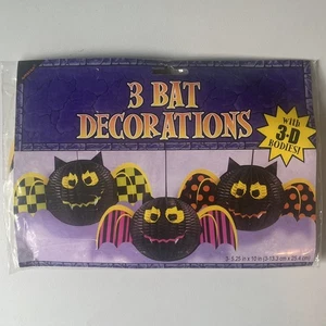 Halloween Bat Decorations with 3D Bodies Amscan 5.25" x 10" Ruffled Paper Ball - Picture 1 of 2