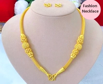 Thai Gold Necklace Yellow Plated Chain Women Gift Jewelry Fashion 3 Baht 20 in - Image 1 of 2