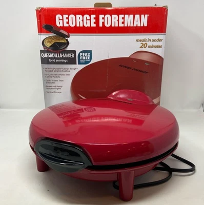 George Foreman GFQ001 Quesadilla Maker, красный, 10» пластины 900 Вт - Изображение 1 из 4