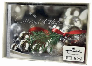 Hallmark Merry Christmas Boxed Cards Silver Ornaments 13 Cards 14 Envelopes - Picture 1 of 12