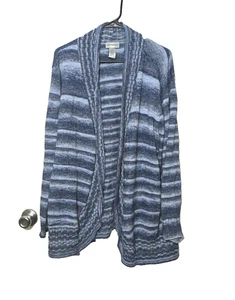 Catherines Open Cardigan Sz 4X Blue Ombre Stripes Business Casual Comfort Womens - Picture 1 of 12
